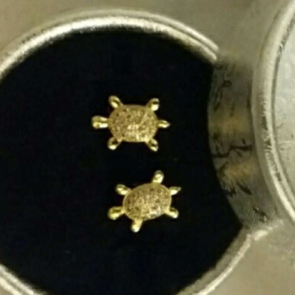 Gold Filled Turtle Stud Earrings - Picture 6 of 6